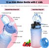 12OZ Tritan Kids Water Bottle Leakproof Reusable Motivational Water Bottles With Time Marker Straw
