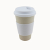 Wholesale BPA Free Reusable Biodegradable Bamboo Fiber Coffee Cup with Silicone Lid