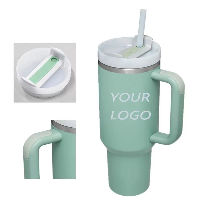 40oz Reusable Stainless Steel Vacuum Insulated Cup for Outdoor Travel Camping Beer Mug Tumbler With Lid and Straw