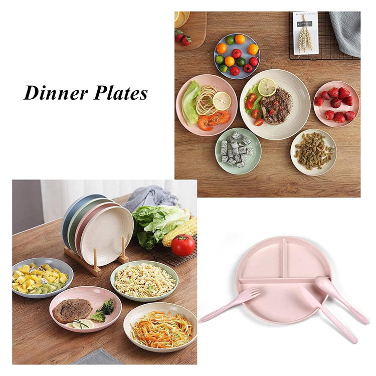 Pratos De Palha De Trigo Infantil Custom Dessert Plates RPET BPA FREE PLASTIC Plates Divided Plate