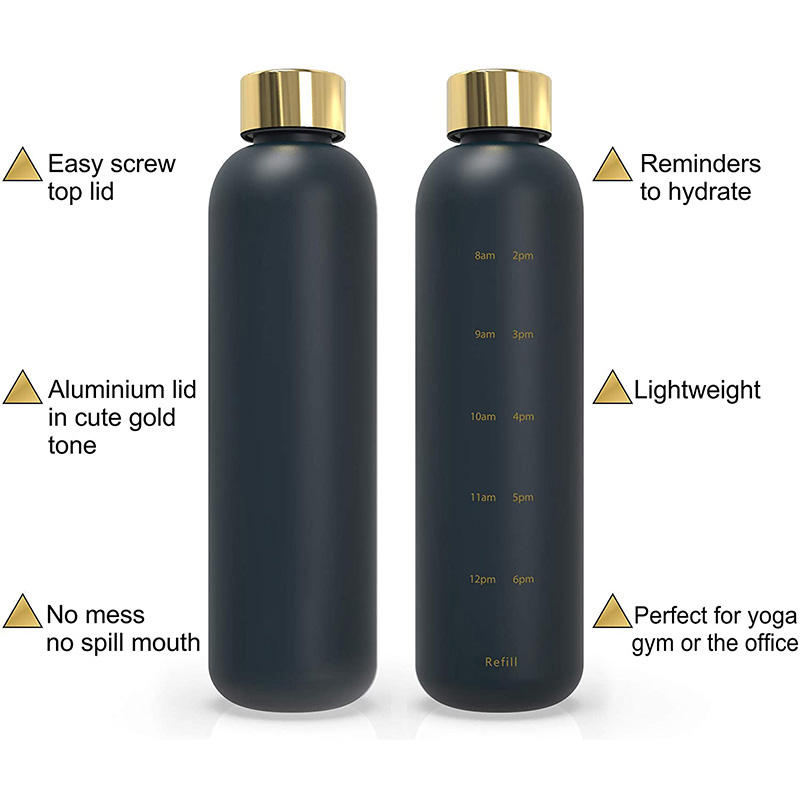 1 Litre 1L Narrow Mouth Slim Leakproof Bpa Free Plastic Water Drink Bottle With Capacity Scale