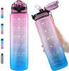 Custom Logo Plastic Portable BPA Free Reminder Tracker 32 oz 32oz Drinking Sport Motivational Water Bottle With Time Marker