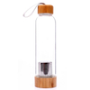 550ml Custom Log Bamboo Lid Fabric Sleeve Glass Water Bottle with Tea Infuser
