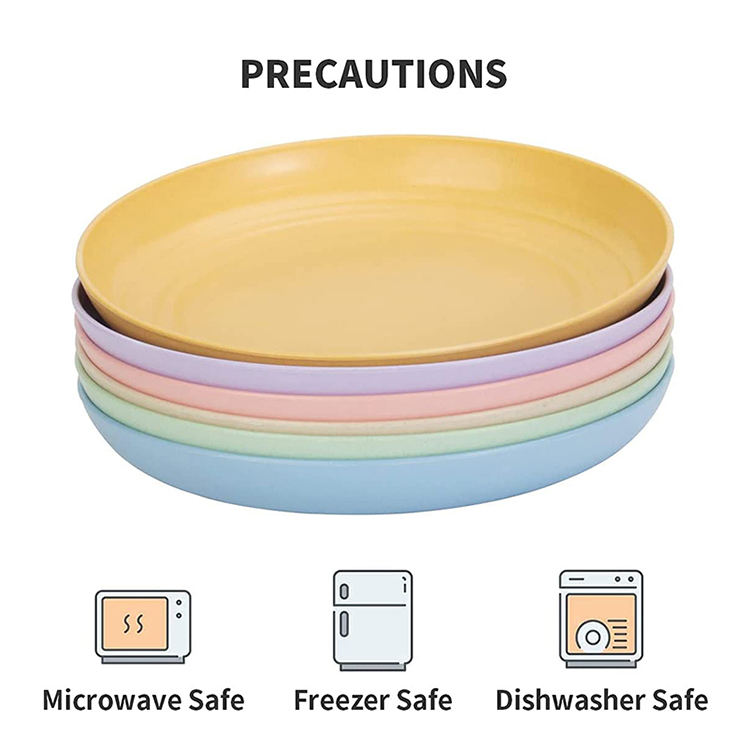 10" 25.4CM Big Paille De Ble Assiette Salad Cereal Biodegradable RPET Plastic Plate for Kitchen