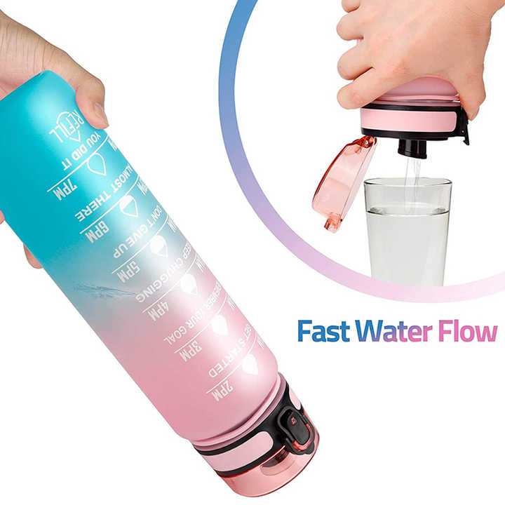 Botella De Agua Para Gimnasio Good Price Bottle Cup Plastic Water Bottles With Straw and Time Marker