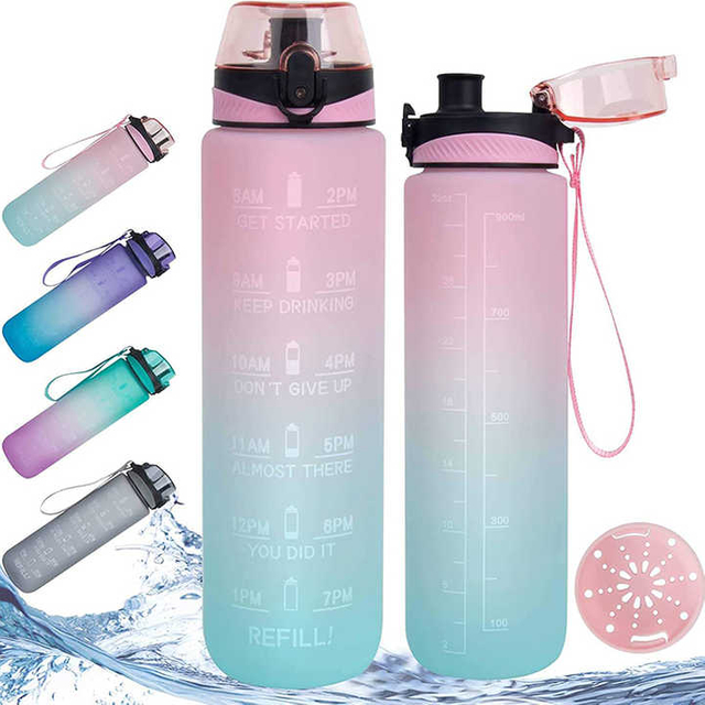 Botella De Agua Bonita Bouteilles Deau Pour Lecole Des Enfants 1L Motivationa Cute New Design Water Bottle for Adults
