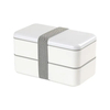 Double Layer Oblong Shape Food Grade Hot Sales RPET Plastic Bento Box with Bandage Eco Friendly Bento Box for Office Worker