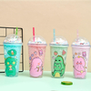 Hot Sell Plastic Straw Cup Creative Flash Powder Summer Ice Cup Student Lovers Christmas Gifts With Straw