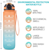 Custom Plastic Straw Strainer Filter Gym Sports 1000ml 1L 32 oz 32oz BPA Free Tritan Motivational Water Bottle With Time Marker