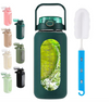 64oz Plastic Water Bottle With Straw and Handle Lid Half Gallon Motivational Bottle With Silicone Sleeve and Time Marker
