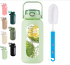64oz Plastic Water Bottle With Straw and Handle Lid Half Gallon Motivational Bottle With Silicone Sleeve and Time Marker
