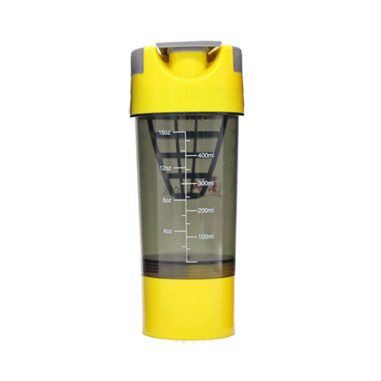 600Ml Wide Mouth Clear Motivational Plastic Protein Sports Shaker Water Bottle With Pill Box Capacity Scale