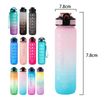 32 oz Motivational Reusable BPA Free Frosted Plastic Water Bottle With Time Marker