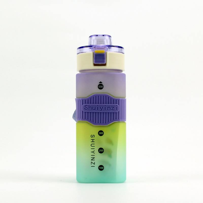 2023 Gym and Outdoor Camping Marker 550ml 720ml 900ml Sports Motivational Water Bottle Frosted Plastic Water Bottle