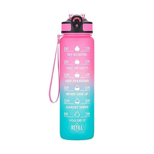 32 oz Motivational Water Bottle Sports Water Bottle with 1000ml Straw Plastic Water Bottle Bpa Free