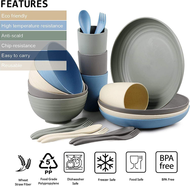 Rpet Plastic Bowl with Plate Is a Classic Design to Suit Your Vintage Kidtchen