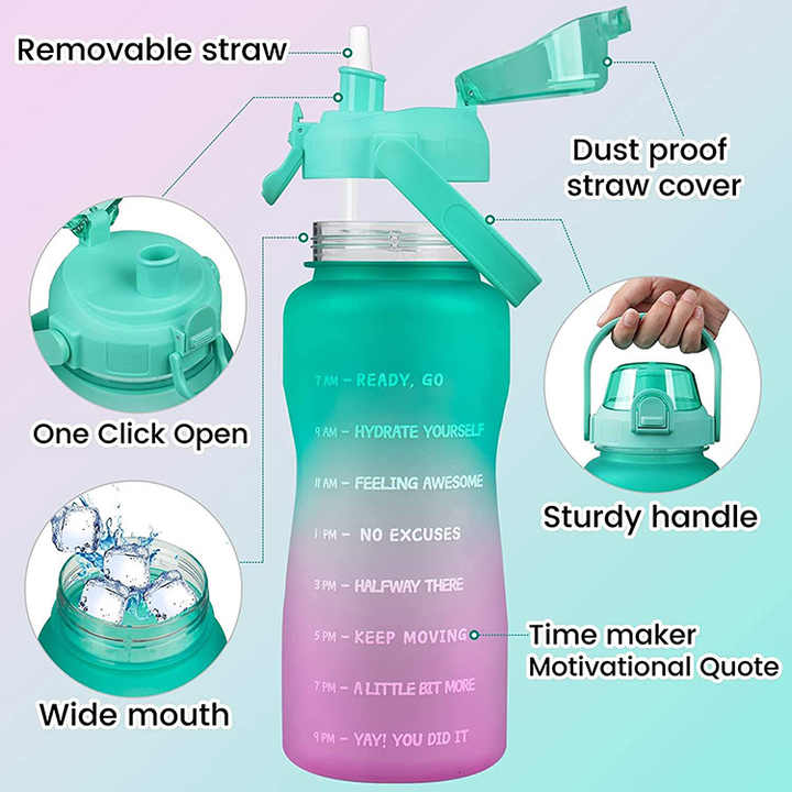 Garrafa Agua 2 L Botella De Agua De 64 Oz Wholesale Brief 2 Litre Push Button Drink Plastic Water Bottle