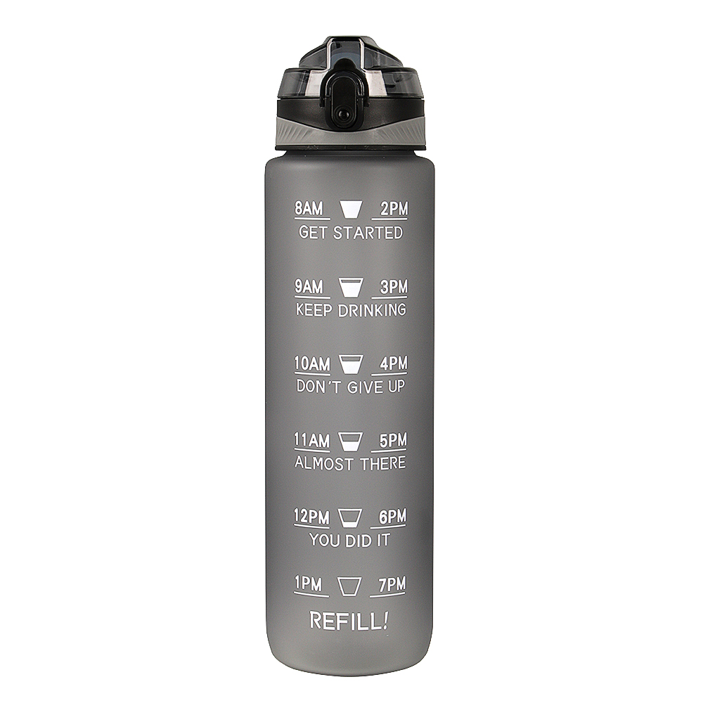 Wholesale Frosted Tritan Plastic Bottle 1 Liter 32 Oz Motivational Water Bottle With Time Marker