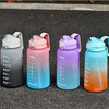 BPA Free Leak Proof 64oz Motivational Water Bottle With Time Maker, 2L Half Gallon Gradient Large Sports Plastic Water Bottle
