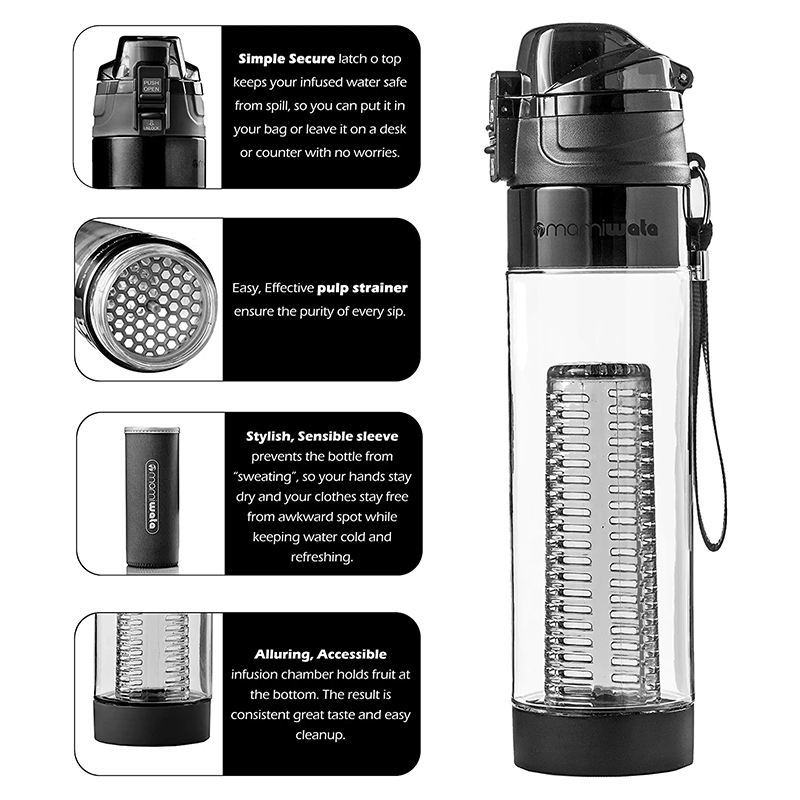 700ML High Quality Water Infuser Bottle, BPA FREE Infuser Water Bottle, Fruit Infuer Water Bottle for Sport
