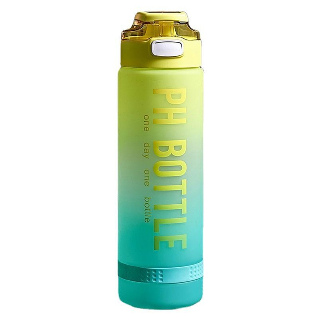 32oz Plastic Sport Gym Motivational Bottle Custom Logo Flip Top Cover Drink Water Bottle With Time Marker Straw Strainer