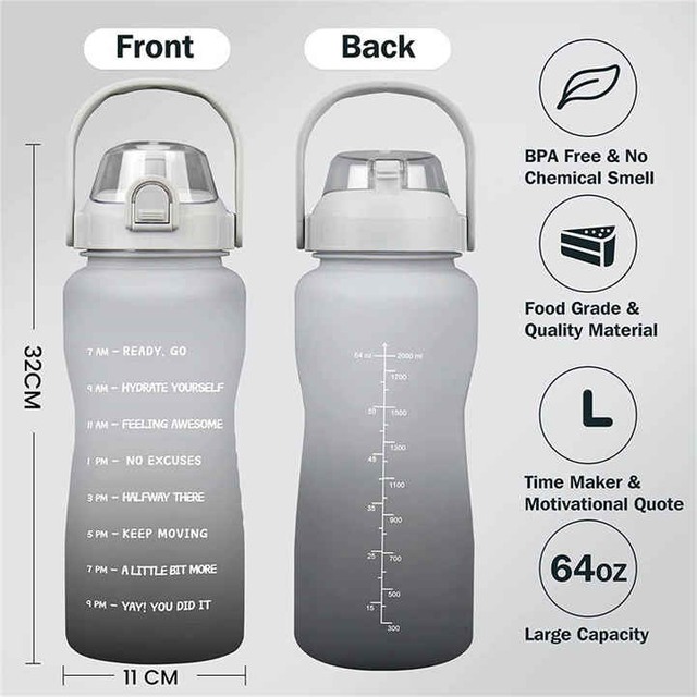 Botella Para Gimnasio Tres En Uno Transparent Water Bottles With Custom Logo Time Marking Water Bottle