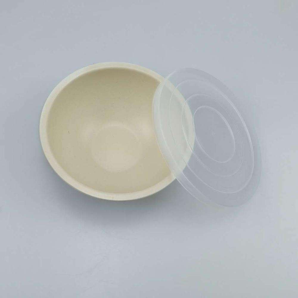 Custom Color and logo Eco-friendly Reusable Kitchenware Bamboo Fiber Salad Fresh Seal Bowl with Plastic Lid Set