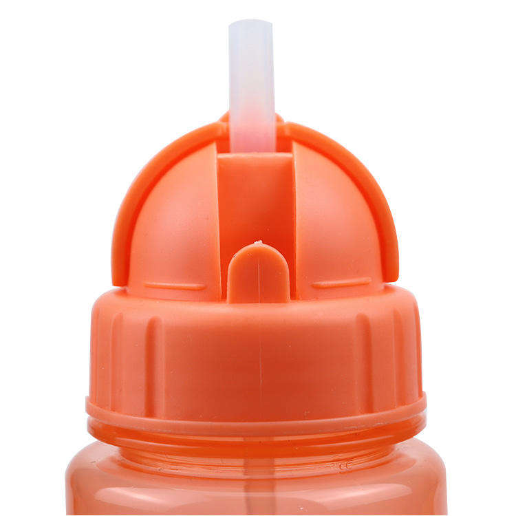 High Quality 600Ml Slim Colorful Clear Straw Kid Bpa Free Plastic Water Drink Bottle With Lid