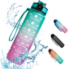 Cheap Frosted 1 Liter Sports Gym 32 OZ Motivational Custom Logo Tritan Plastic Water Bottle With Time Marker