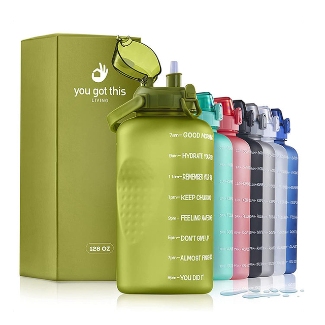 One Gallon Water Bottle with Straw Leakproof Sports Water Bottle with Handle BPA FREE PLASTIC WATER BOTTLE