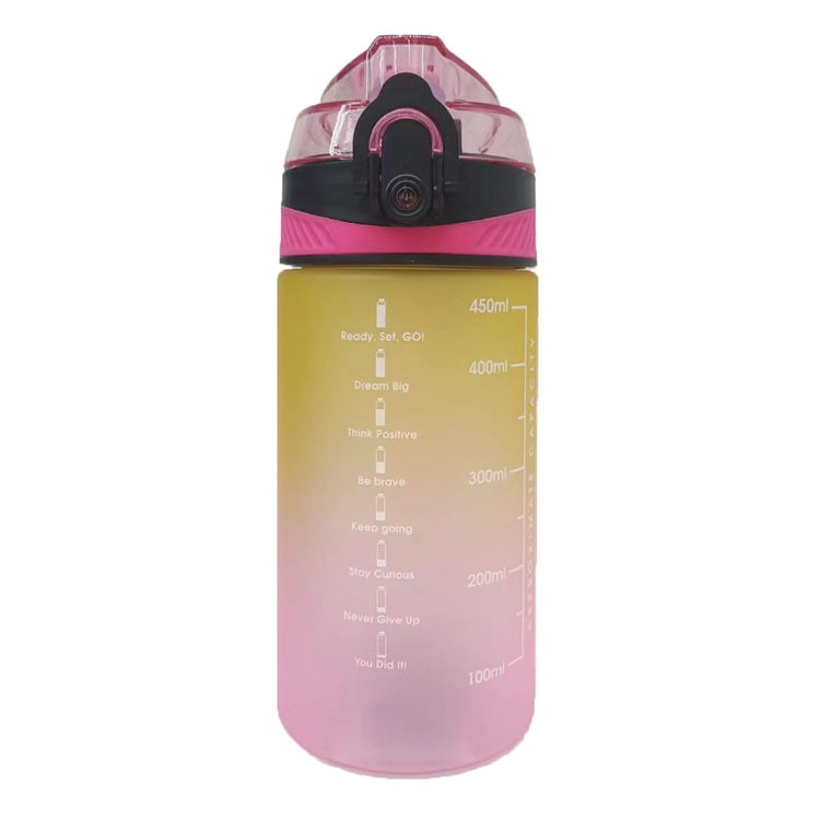 15oz 450Ml Sport Tritan Plastic Gradient Color Water Bottle for Students