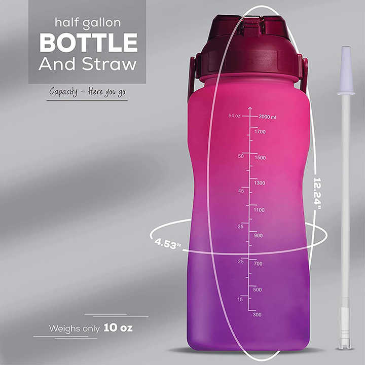 Botella De Agua Deportiva Botella De Agua De 2L Cool Gym Clear Drink Bottle Water With Motivational Time Marker
