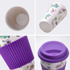 Eco-friendly PLA 400ml Wholesale Custom Pattern Reusable Bamboo Fiber Coffee Cup with Lid