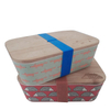 Eco-friendly Reusable Bamboo Fiber Bento Lunch Box with Silicone Band and Wooden Bamboo Lid