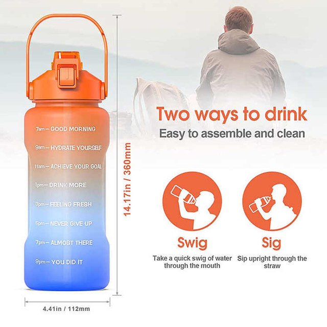 Garrafa Agua 2.2L Botella De Agua 2.2Lt Half Gallon Soft Touch Water Bottle for Girls Stylish With Straw Bottles