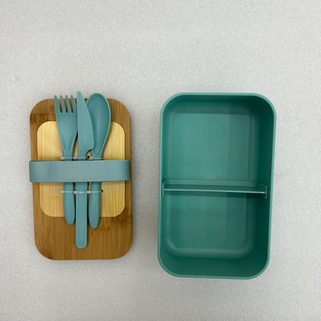 Hot Portable Leakproof Wooden Office Bento Box Bamboo Lid Fiber Plastic Lunch Box With Cutlery for Adults