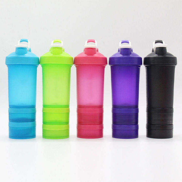 600Ml Wide Mouth Custom Gym Sports Bpa Free Plastic Shaker Water Bottle With Handle Capacity Scale
