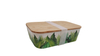 Reusable Custom Logo PLA PP Wheat Straw RPET Bento Box Bamboo Fiber Lunch Box with Silicone Band