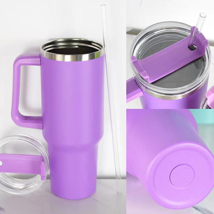 Personalized Powder Coated Stainless Steel Cup Cups Tumbler With Straws