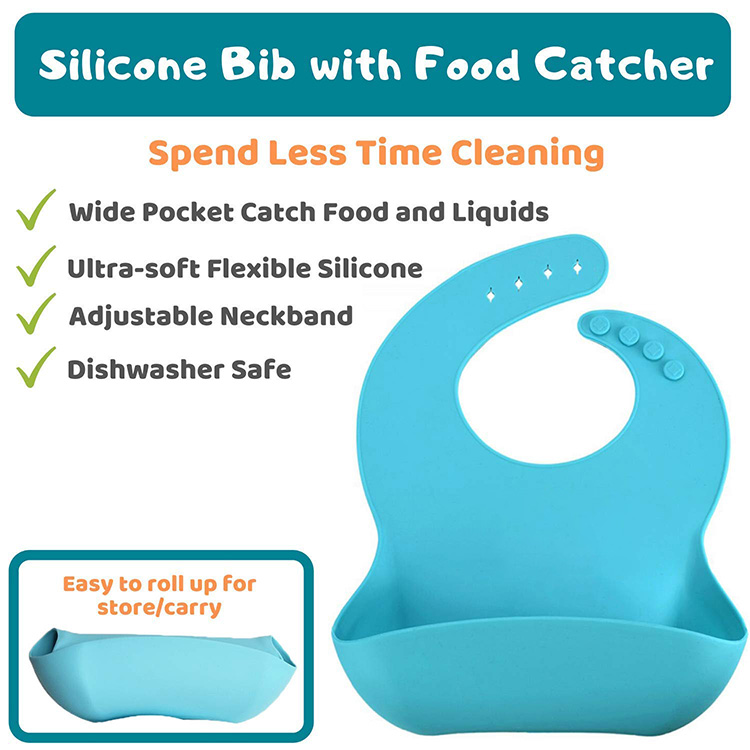 Perfect Baby Led Weaning Utensils Set Silicone Bibs Suction Divided Plate Spoons 3 PCS Silicone Baby Feeding Set