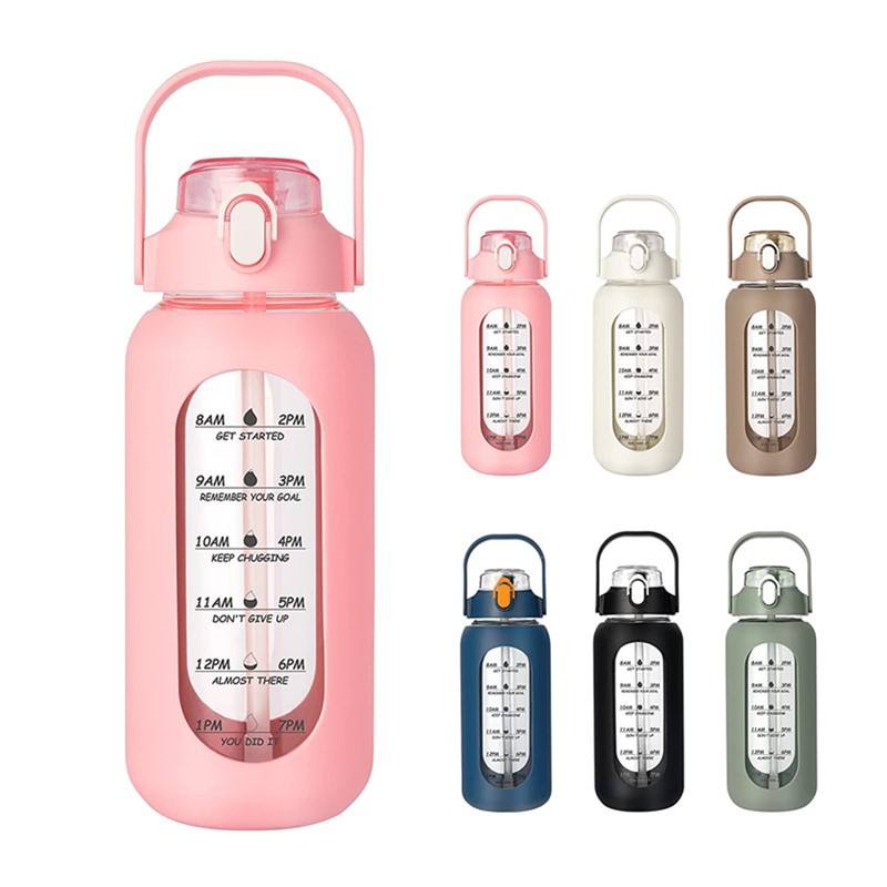 56oz 2024 New Wholesale Custom Multi-color Multi-style Sports Portable Glass Water Bottle With Handle and Straw
