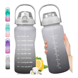 Wholesale 64Oz Custom Gradient Color Wide Mouth Half Gallon Eco Friendly Plastic Gym Sports Water Bottle With Handle Straw