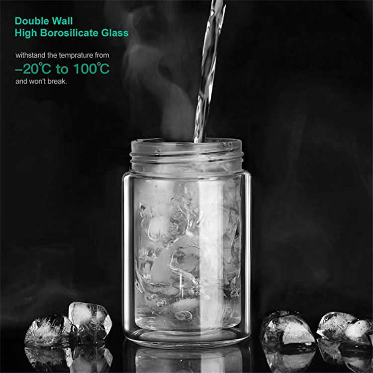 750ml High Quality Heat-resistant Unbreakable Glass Water Bottle with Tea Infuser Tea Bottle Glass Water Bottle with Time