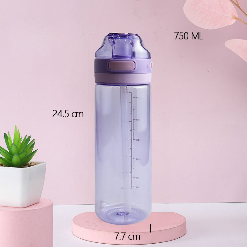 Wholesale 750Ml Leak Proof Training Gym Fitness Water Bottle With Capacity Scale Lid Straw