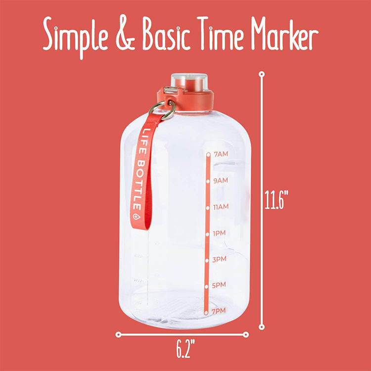 1 Gallon Portable Transparent Bottles Plastic Sports Water Bottle With Straw Handle