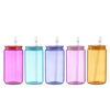 500 Ml 16Oz Wholesale Kids Clear Colorful Transparent Reusable Glass Water Drink Bottles With Straw Lid