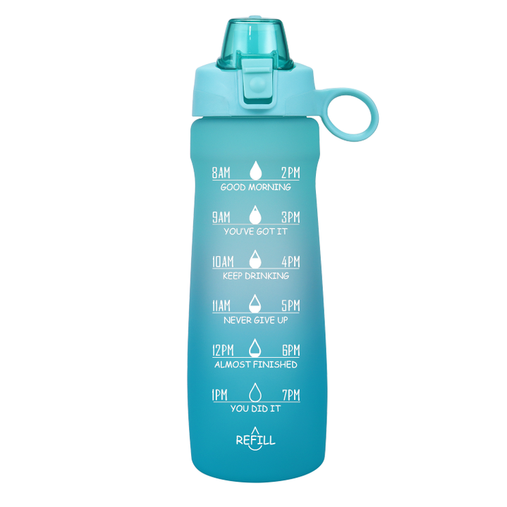 BPA Free 32 oz 1000ml Plastic Sports Bottle Water Leak Proof 1 Liter Bottle Motivational Water Bottle