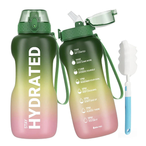 2L Wholesale Gradient Color Fitness Sports Motivational Water Bottle with Time Marker and Straw
