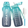 2L Wholesale Gradient Color Fitness Sports Motivational Water Bottle with Time Marker and Straw