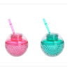 New Double Layered Ice Ball Drink Water Bottle with Straw Summer Outdoor Girl Student Straw Water Plastic Water Bottles Cup
